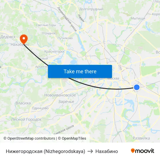 Нижегородская (Nizhegorodskaya) to Нахабино map