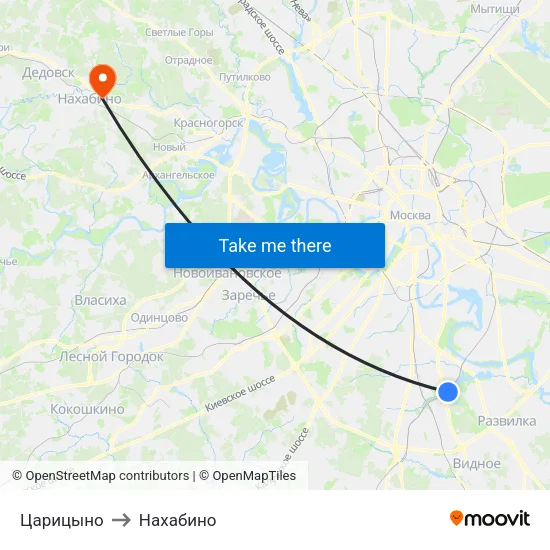 Царицыно to Нахабино map