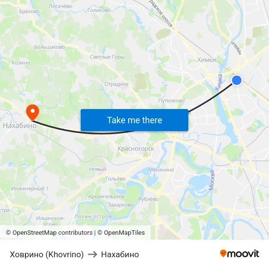 Ховрино (Khovrino) to Нахабино map