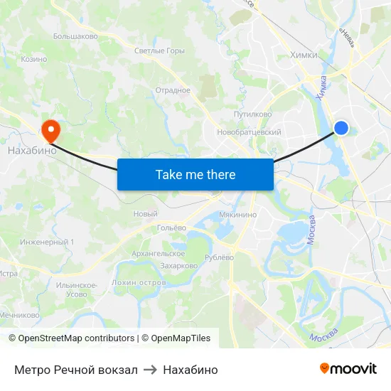 Метро Речной вокзал to Нахабино map