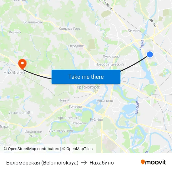 Беломорская (Belomorskaya) to Нахабино map