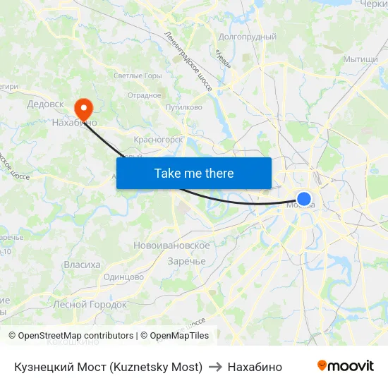 Кузнецкий Мост (Kuznetsky Most) to Нахабино map
