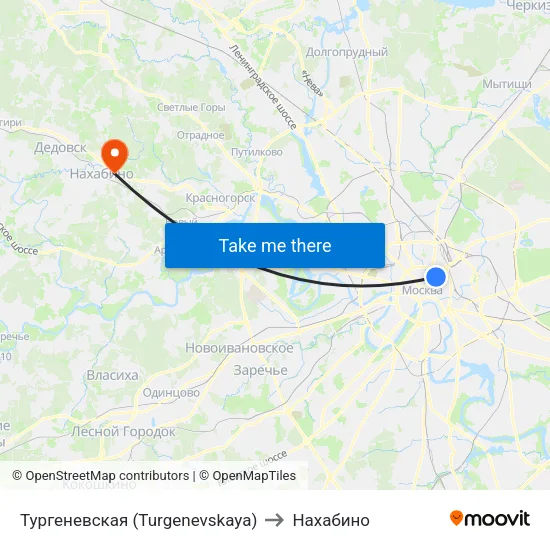 Тургеневская (Turgenevskaya) to Нахабино map