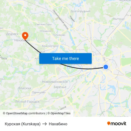 Курская (Kurskaya) to Нахабино map