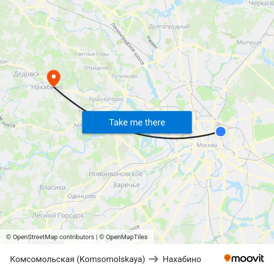 Комсомольская (Komsomolskaya) to Нахабино map