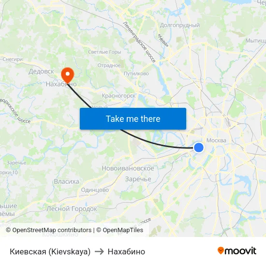 Киевская (Kievskaya) to Нахабино map