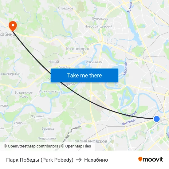 Парк Победы (Park Pobedy) to Нахабино map