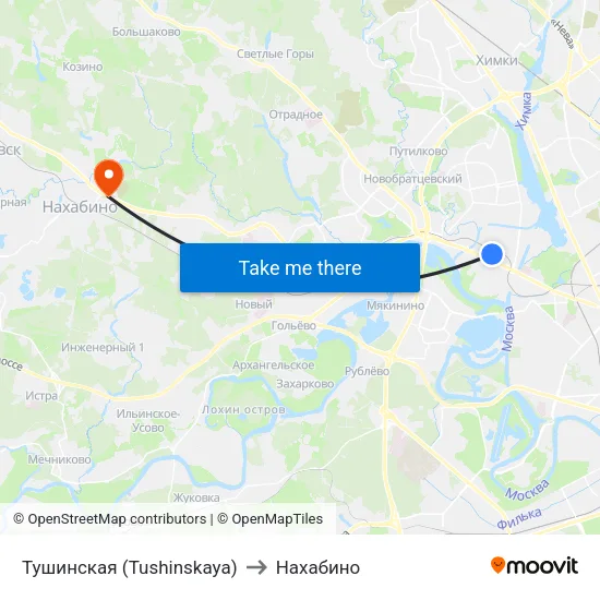 Тушинская (Tushinskaya) to Нахабино map