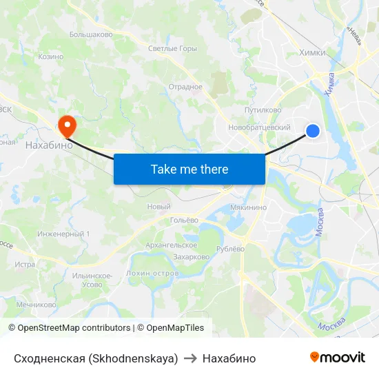 Сходненская (Skhodnenskaya) to Нахабино map