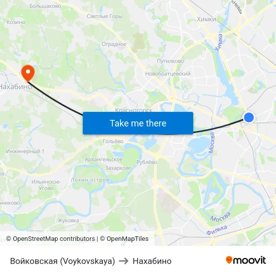 Войковская (Voykovskaya) to Нахабино map