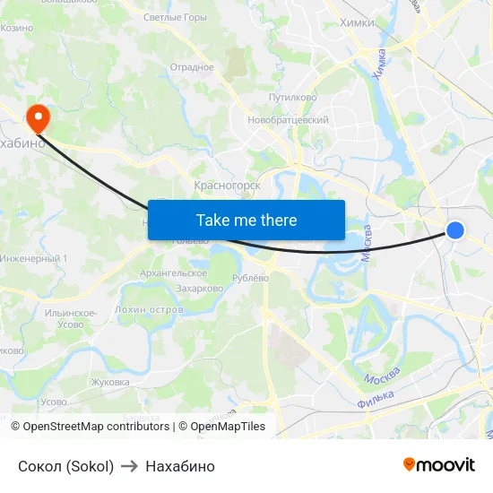 Сокол (Sokol) to Нахабино map