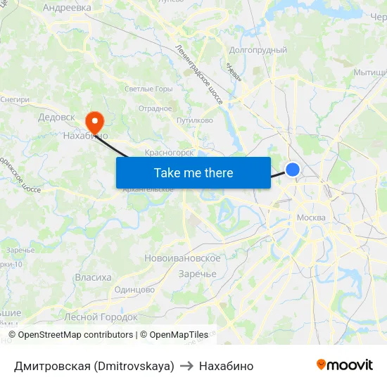 Дмитровская (Dmitrovskaya) to Нахабино map