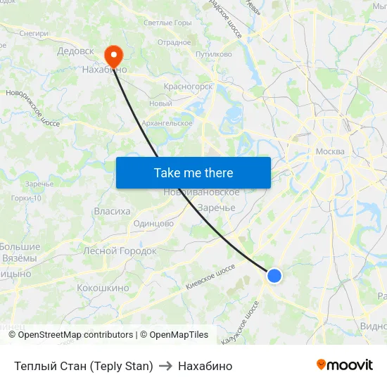 Теплый Стан (Teply Stan) to Нахабино map
