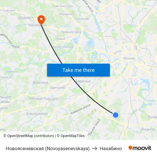 Новоясеневская (Novoyasenevskaya) to Нахабино map