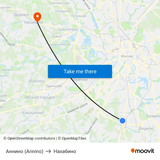 Аннино (Annino) to Нахабино map