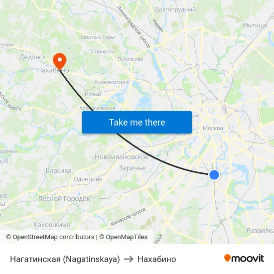 Нагатинская (Nagatinskaya) to Нахабино map