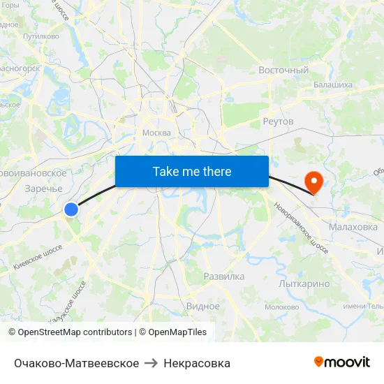 Очаково-Матвеевское to Некрасовка map