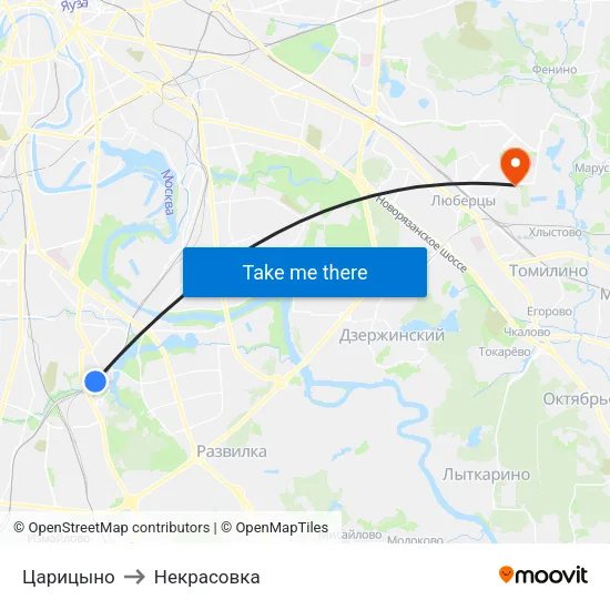 Царицыно to Некрасовка map