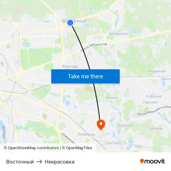Восточный to Некрасовка map