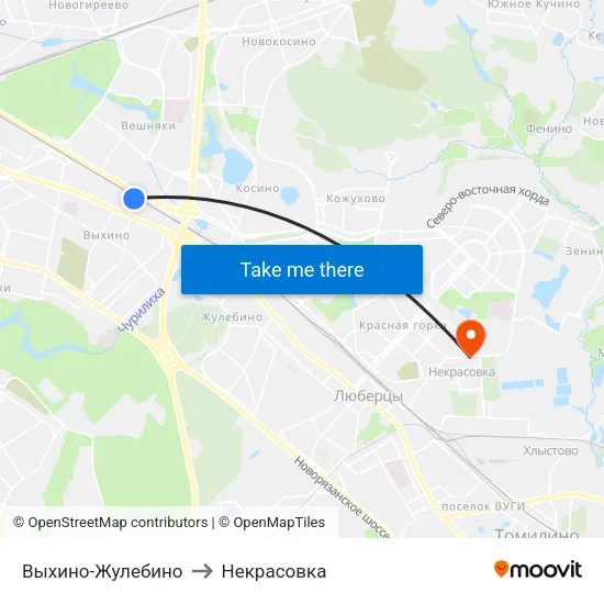 Выхино-Жулебино to Некрасовка map