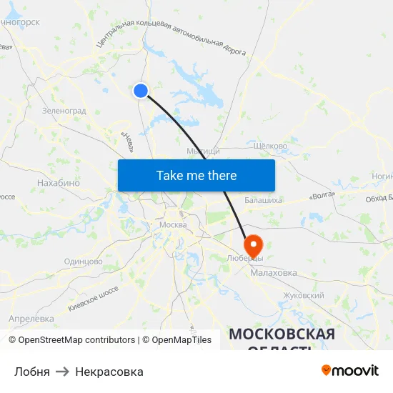 Лобня to Некрасовка map