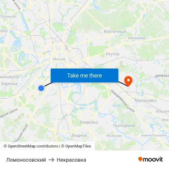 Ломоносовский to Некрасовка map