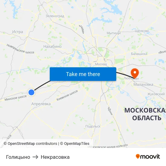 Голицыно to Некрасовка map