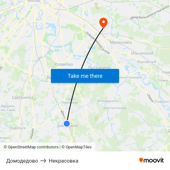 Домодедово to Некрасовка map