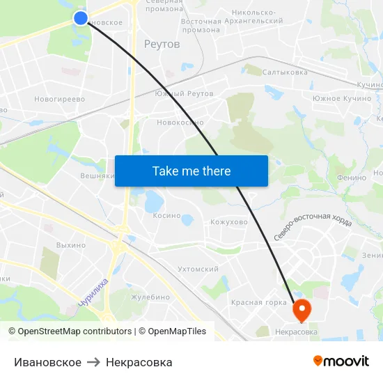 Ивановское to Некрасовка map