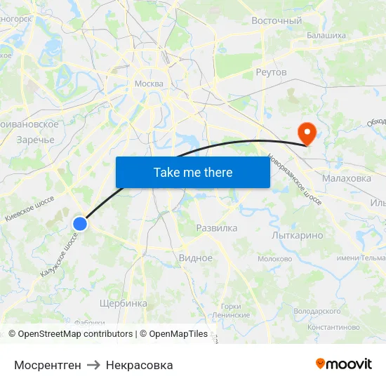 Мосрентген to Некрасовка map