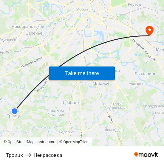 Троицк to Некрасовка map
