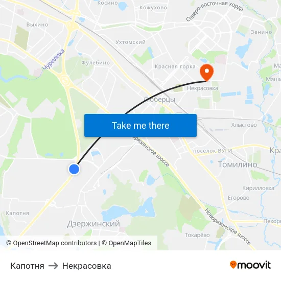 Капотня to Некрасовка map