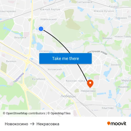 Новокосино to Некрасовка map