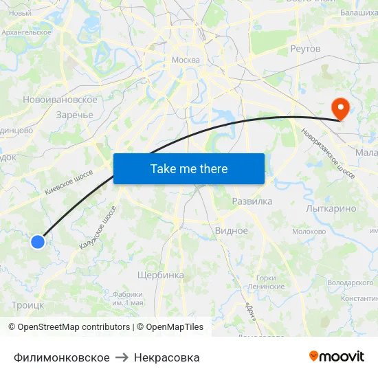 Филимонковское to Некрасовка map