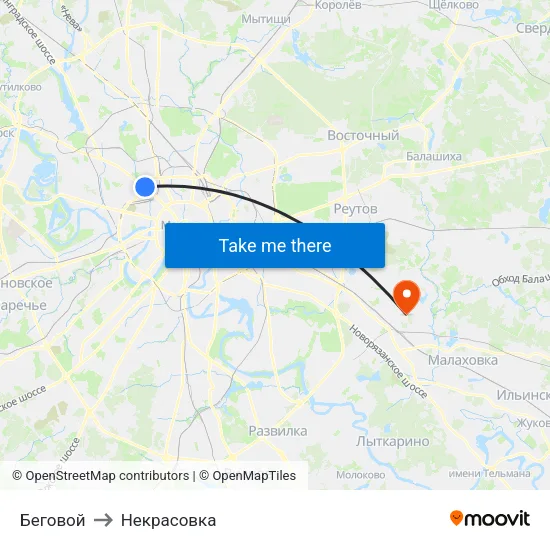 Беговой to Некрасовка map