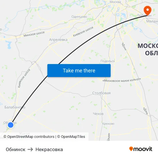 Обнинск to Некрасовка map