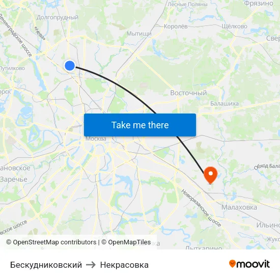 Бескудниковский to Некрасовка map