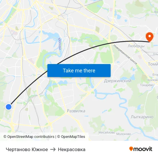 Чертаново Южное to Некрасовка map