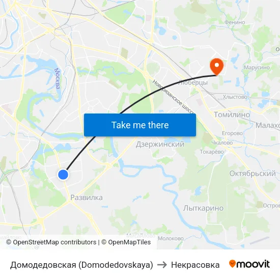 Домодедовская (Domodedovskaya) to Некрасовка map