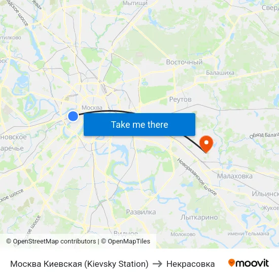 Москва Киевская (Kievsky Station) to Некрасовка map