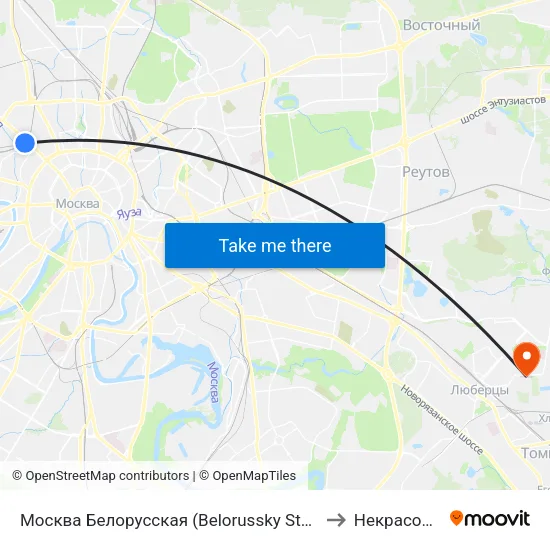Москва Белорусская (Belorussky Station) to Некрасовка map
