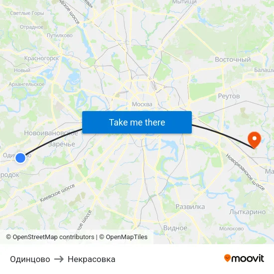 Одинцово to Некрасовка map