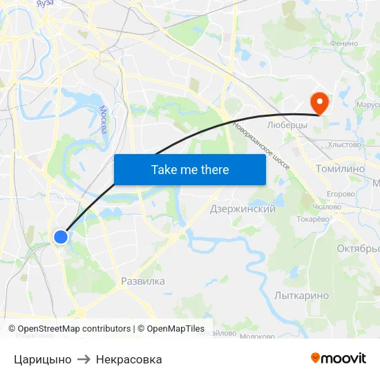Царицыно to Некрасовка map