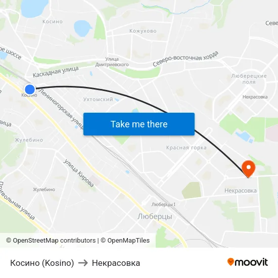 Косино (Kosino) to Некрасовка map