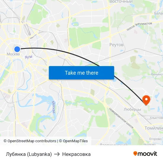 Лубянка (Lubyanka) to Некрасовка map