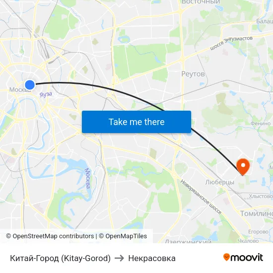 Китай-Город (Kitay-Gorod) to Некрасовка map