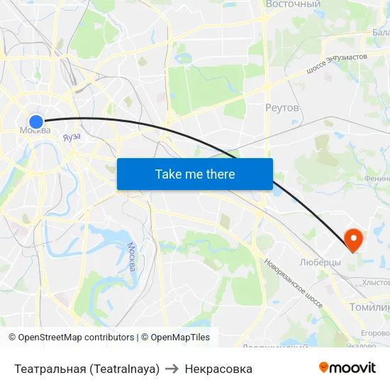 Театральная (Teatralnaya) to Некрасовка map