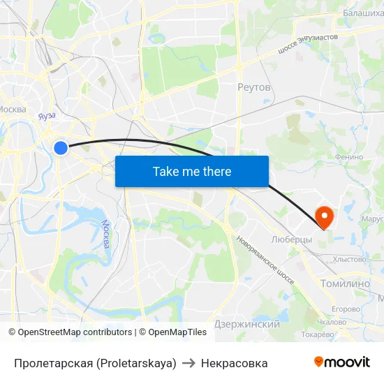 Пролетарская (Proletarskaya) to Некрасовка map