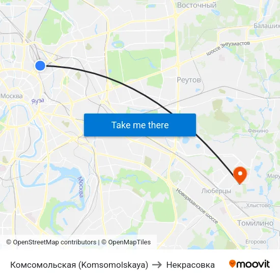 Комсомольская (Komsomolskaya) to Некрасовка map