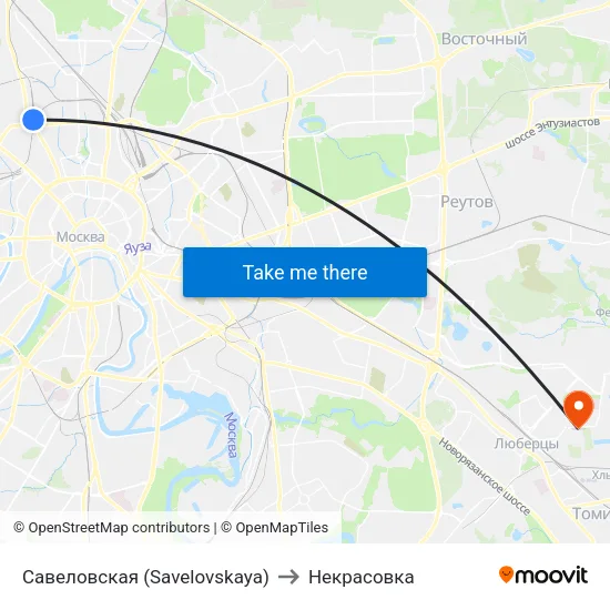 Савеловская (Savelovskaya) to Некрасовка map